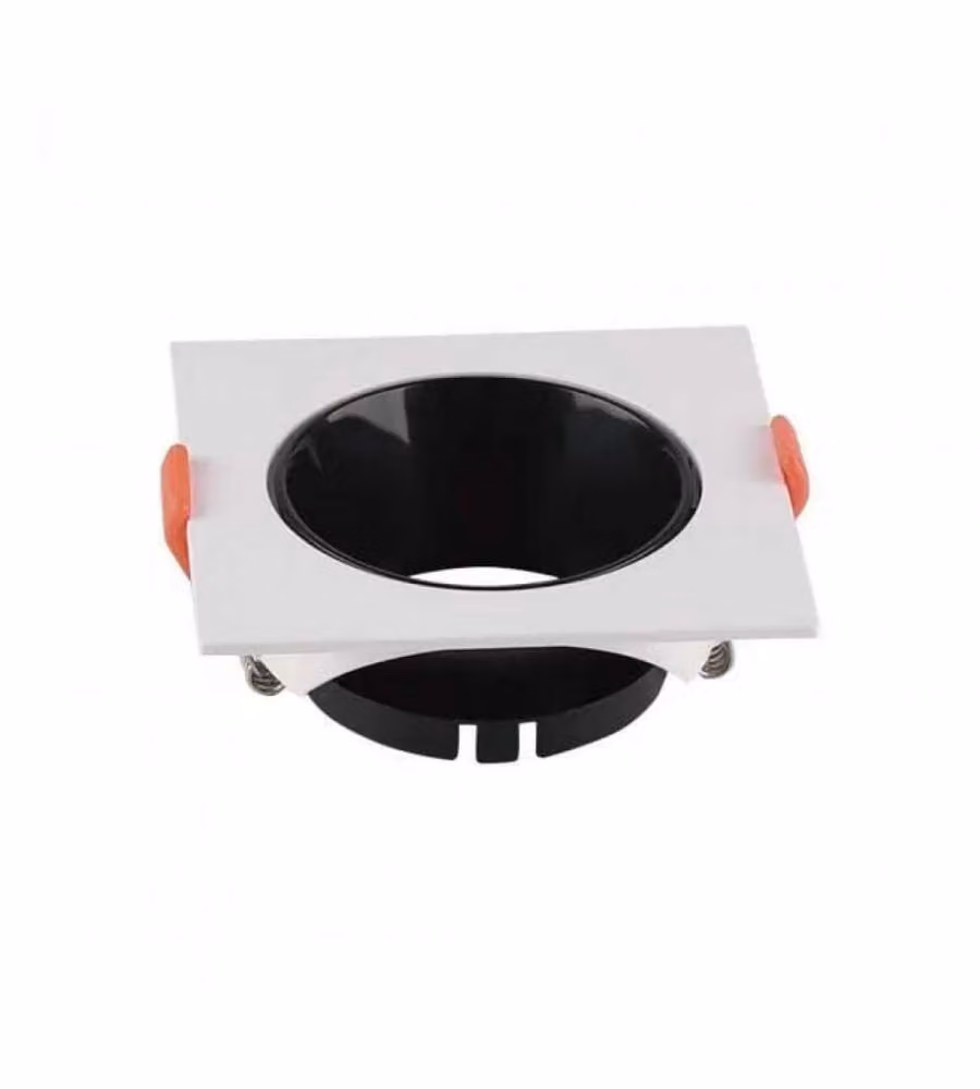 Portafaretto LED da Incasso Quadrato GU10 Corpo Bianco Riflettore Nero
