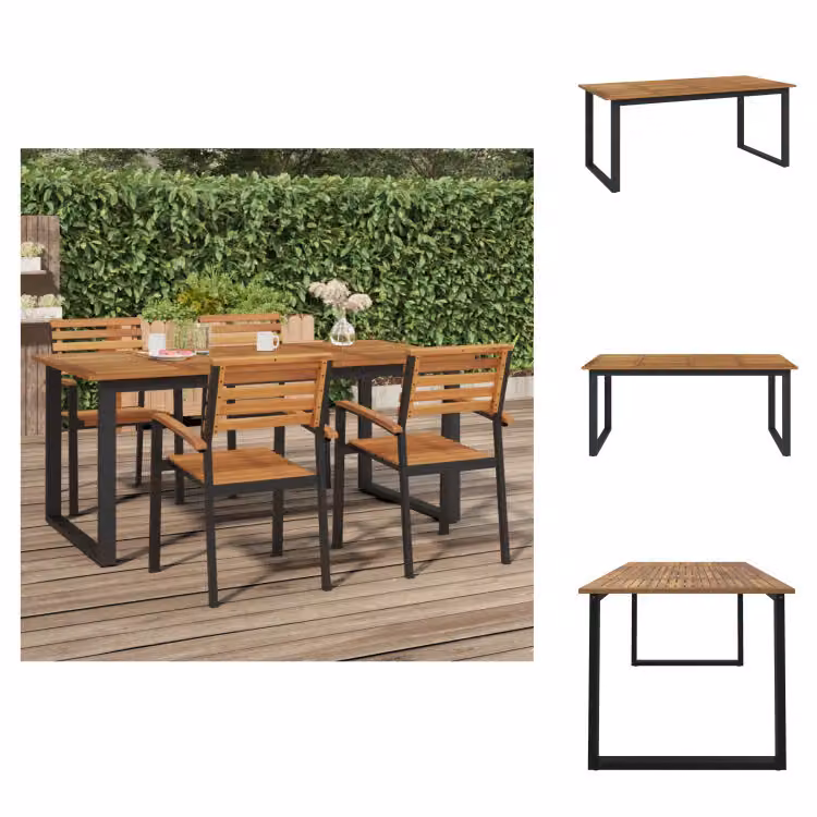 vidaXL Tavolo da giardino con struttura a forma di U 180x90x75 cm Legno massello di acacia -  Tavoli da giardino