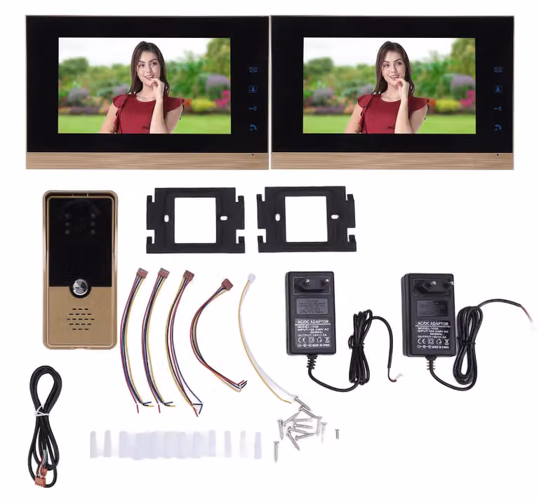 Videocitofono con cavo, sensore CMOS HD, sblocco con un solo pulsante, videocitofono con comando touch e schermo da 7 pollici per Home Company