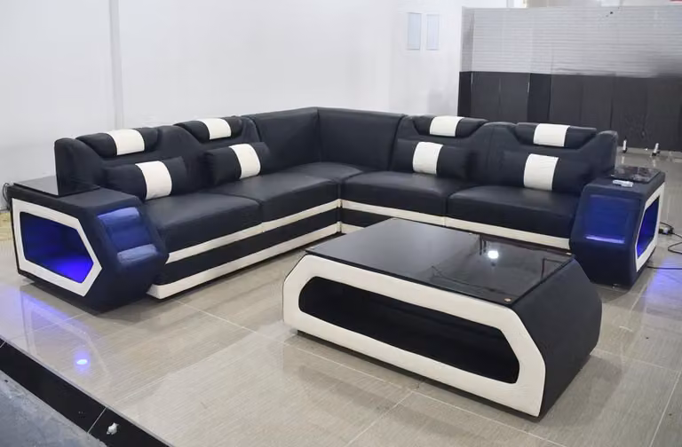 Moderne eckgarnitur couch sitzpolster ecksofa polster LED design sofa eckgruppe
