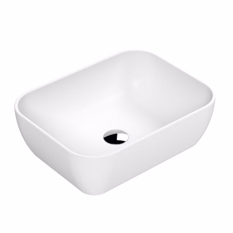 Lavabo Appoggio Quadrato Moderno Bianco Opaco 455x325mm