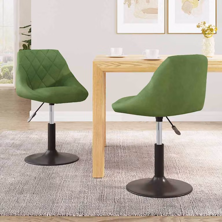 vidaXL Sedie da Pranzo Girevoli 2 pz Verde Chiaro in Velluto
