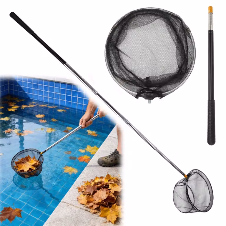 Retino per piscina da 173 cm con manico telescopico, ideale per laghetti