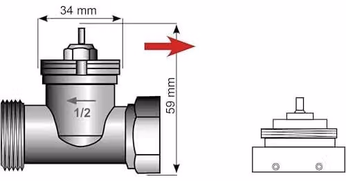 Eurotronic Danfoss RAV – Adattatore metallico per termostati per radiatori, attacco da 34 mm