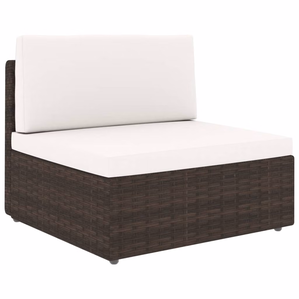 vidaXL Set da salotto da giardino 5 pezzi con cuscini in polirattan marrone