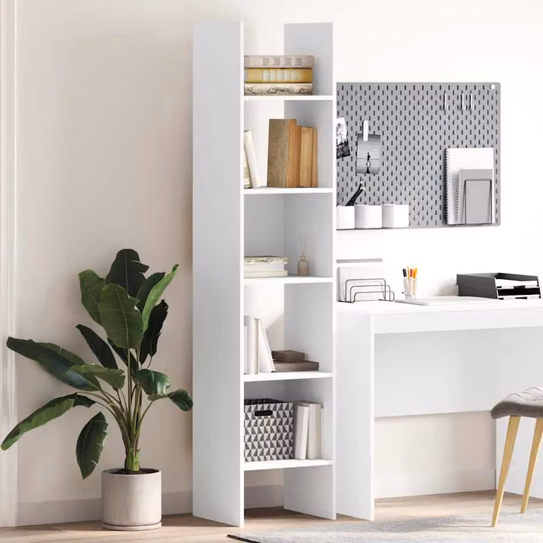Libreria moderna vidaXL bianca in legno e MDF per soggiorno L: 40 cm, P: 35 cm, H: 180 cm