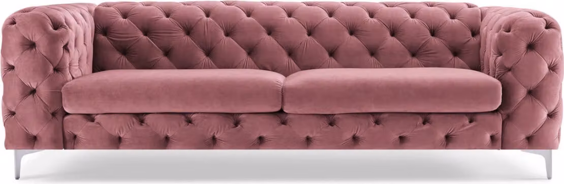 Dreisitzer Rosa Chesterfield Sofa Textil Stoff Wohnzimmer Modern Kreative Möbel