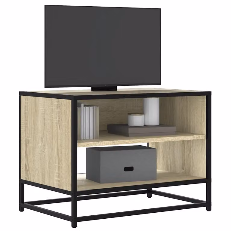 Mobile TV vidaXL in stile industriale, Rovere Sonoma e Metallo, L 61 cm x P 40 cm x H 46 cm