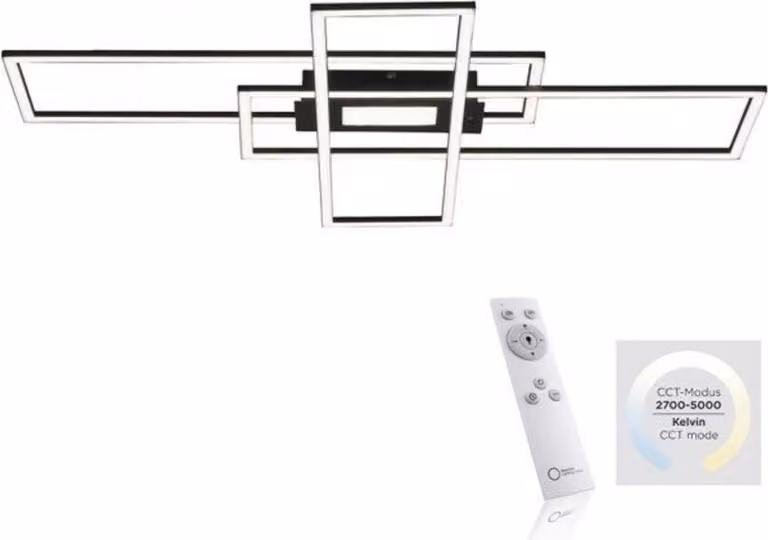 Plafoniera LED nera, dimmerabile, telecomando L 98,9 cm