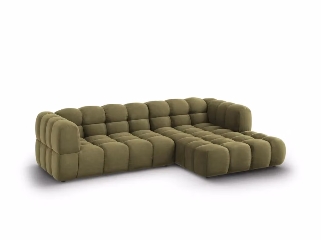 Divano angolare modulare Sky di Cosmopolitan Design, 4 posti in velluto verde, configurazione destra, L 272 cm x P 132 cm x H 75 cm – 2