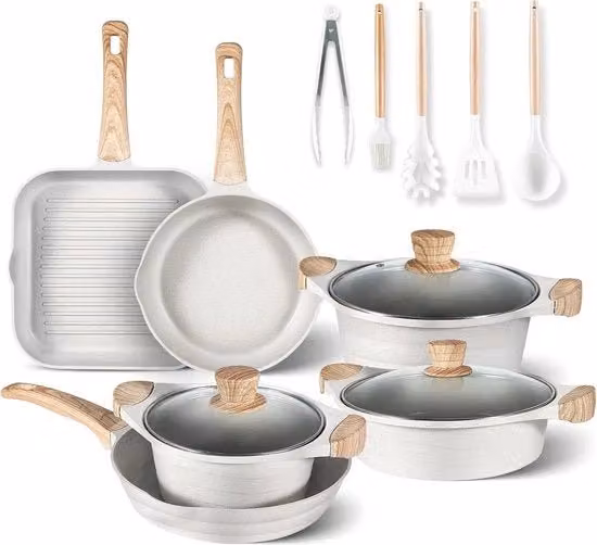Set di pentole antiaderenti per induzione - insieme da 14 pezzi di utensili da cucina - set di pentole antiaderenti per cucina