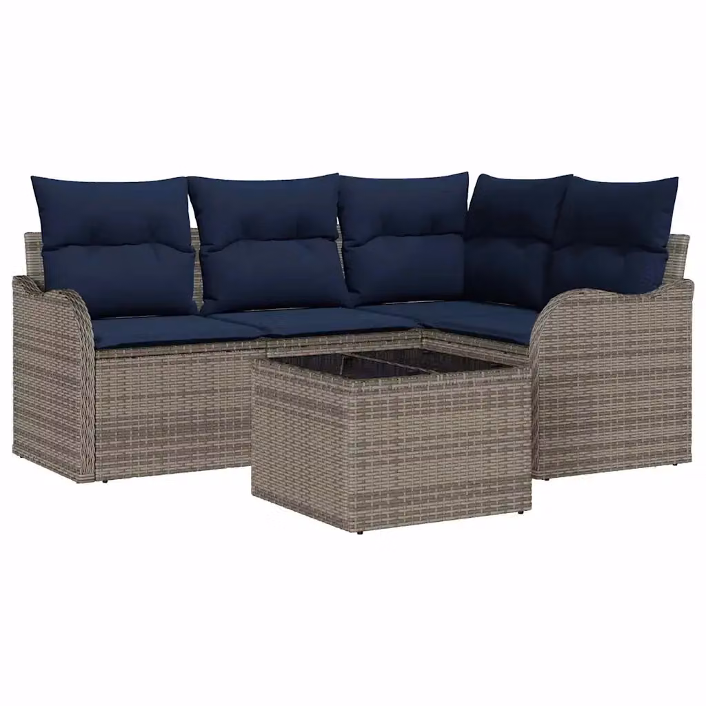 Set Divano da Giardino a L con Tavolino vidaXL Grigio in Polyrattan e Acciaio – 2