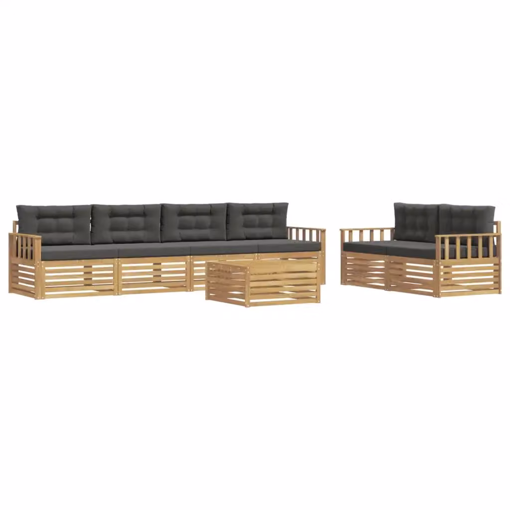 Set di divani da esterno vidaXL da 7 pezzi in legno di acacia con tavolino, colori bianco e antracite – 2