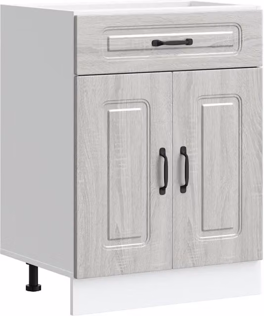 Base da cucina Kalmar Grigio Sonoma in legno con ante a battente e cassetti L/P/H: 60.0 x 46.0 x 81.5 cm