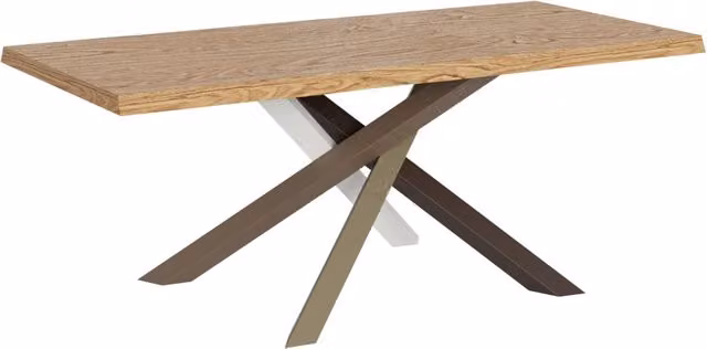 Tavolo fisso moderno Bs Com in rovere scortecciato color marrone L: 200 cm, P: 90 cm, H: 75 cm