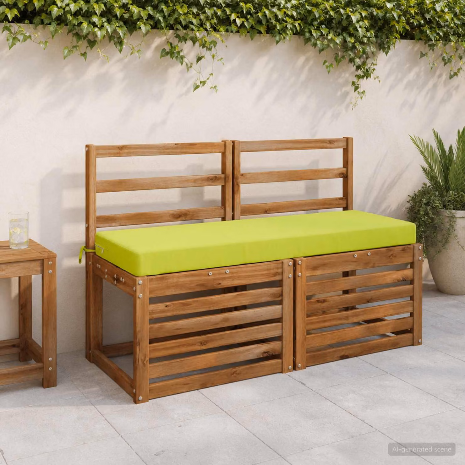 Set di 2 cuscini per panchina vidaXL SOEST verdi in poliestere con imbottitura in schiuma e coperture rimovibili lavabili