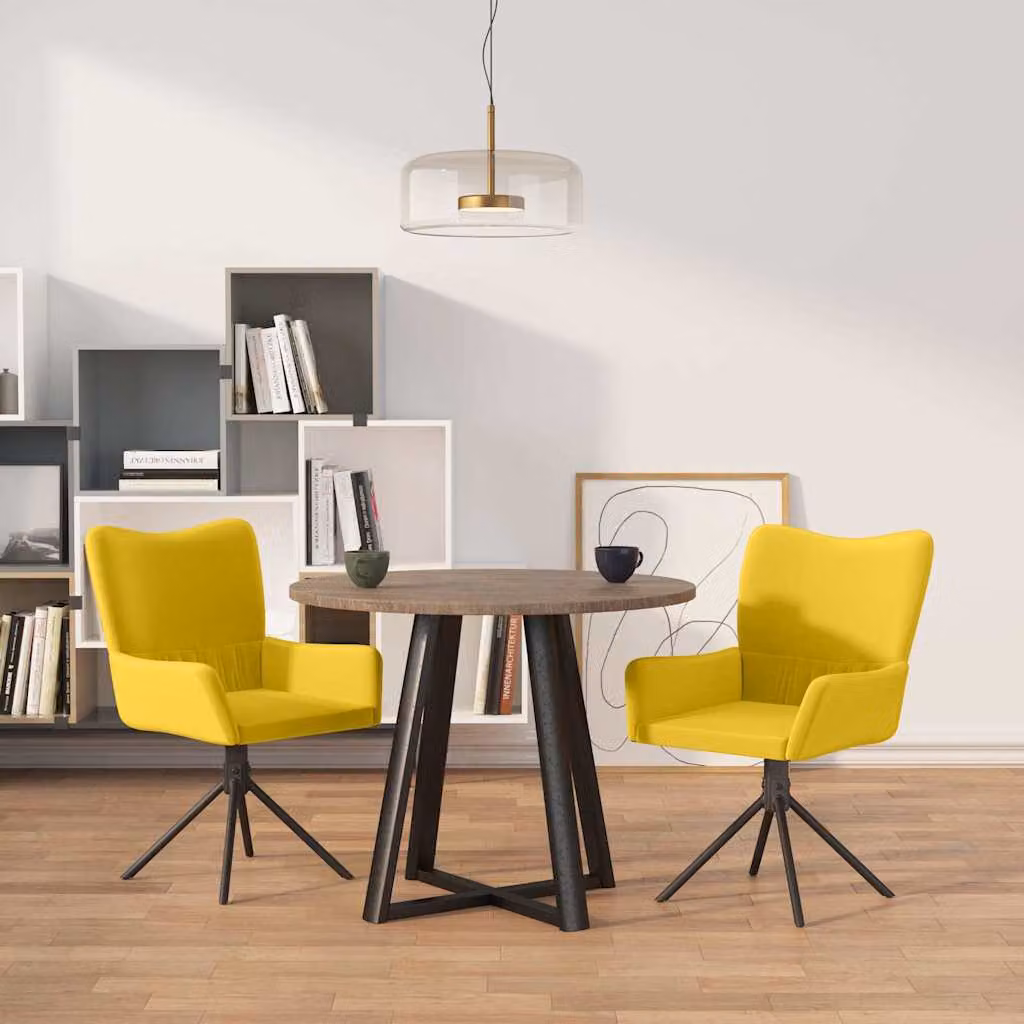 Set di 2 sedie da pranzo girevoli vidaXL in velluto giallo con design moderno