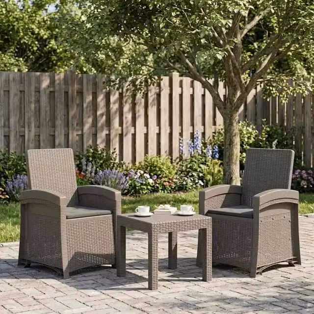 Sedia da giardino reclinabile effetto rattan 2 pz PP 8012029