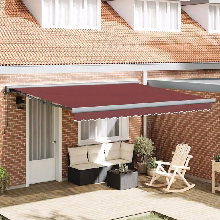 Tenda da Sole Retrattile Automatica con Motore vidaXL, Colore Rosso, L: 400 cm x P: 300 cm