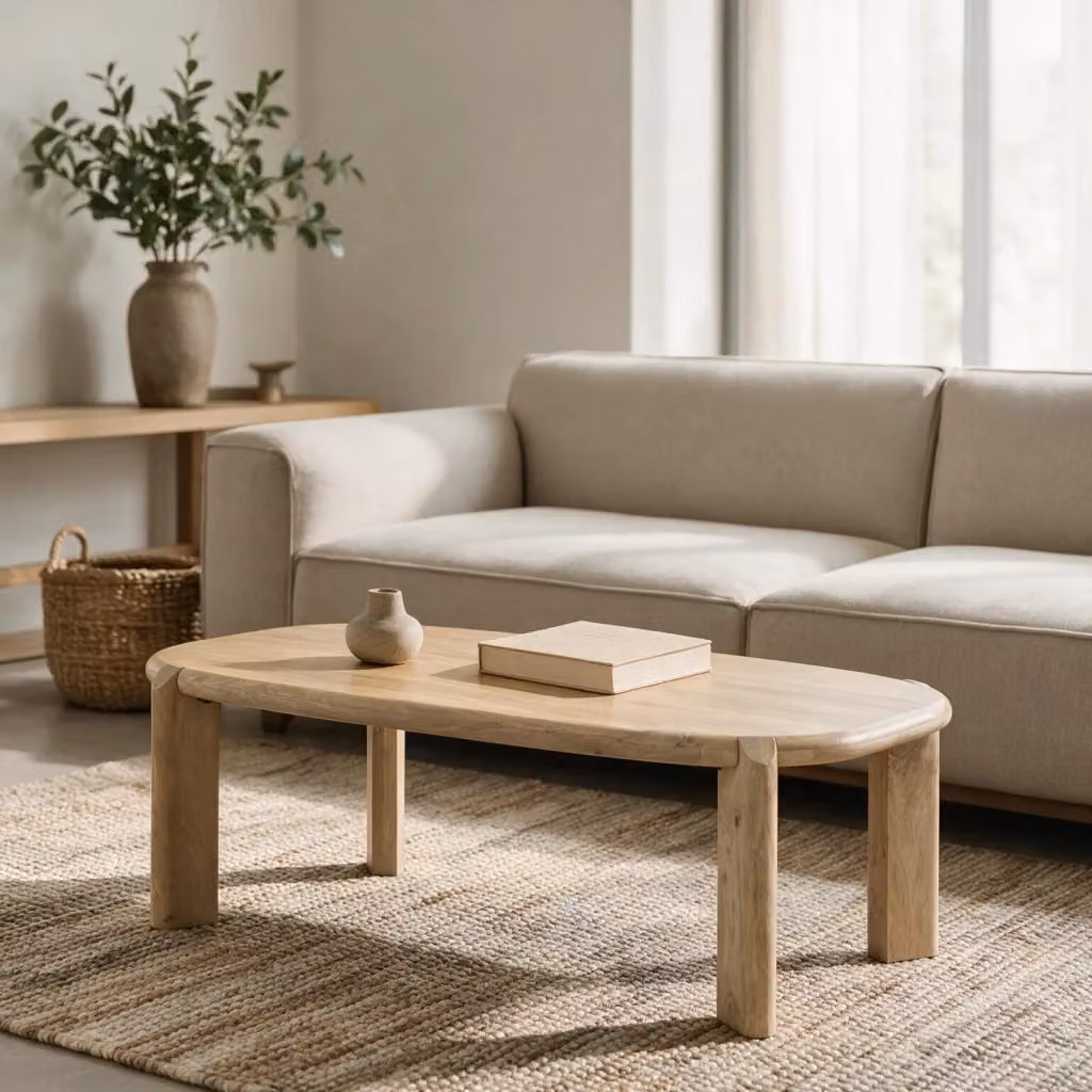 Tavolino SURI HAPPY GARDEN in legno di mango color beige con finitura opaca, L: 120 cm, P: 60 cm, H: 35 cm – 2