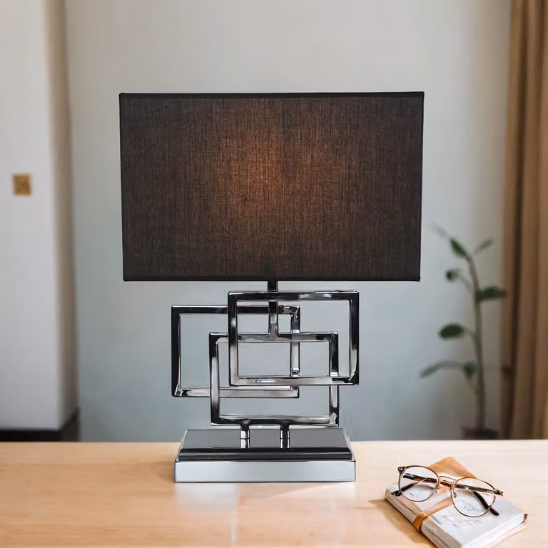 Lampada da tavolo tessuto metallo 49 cm E27 tessuto argento lampada da tavolo camera da letto comodino