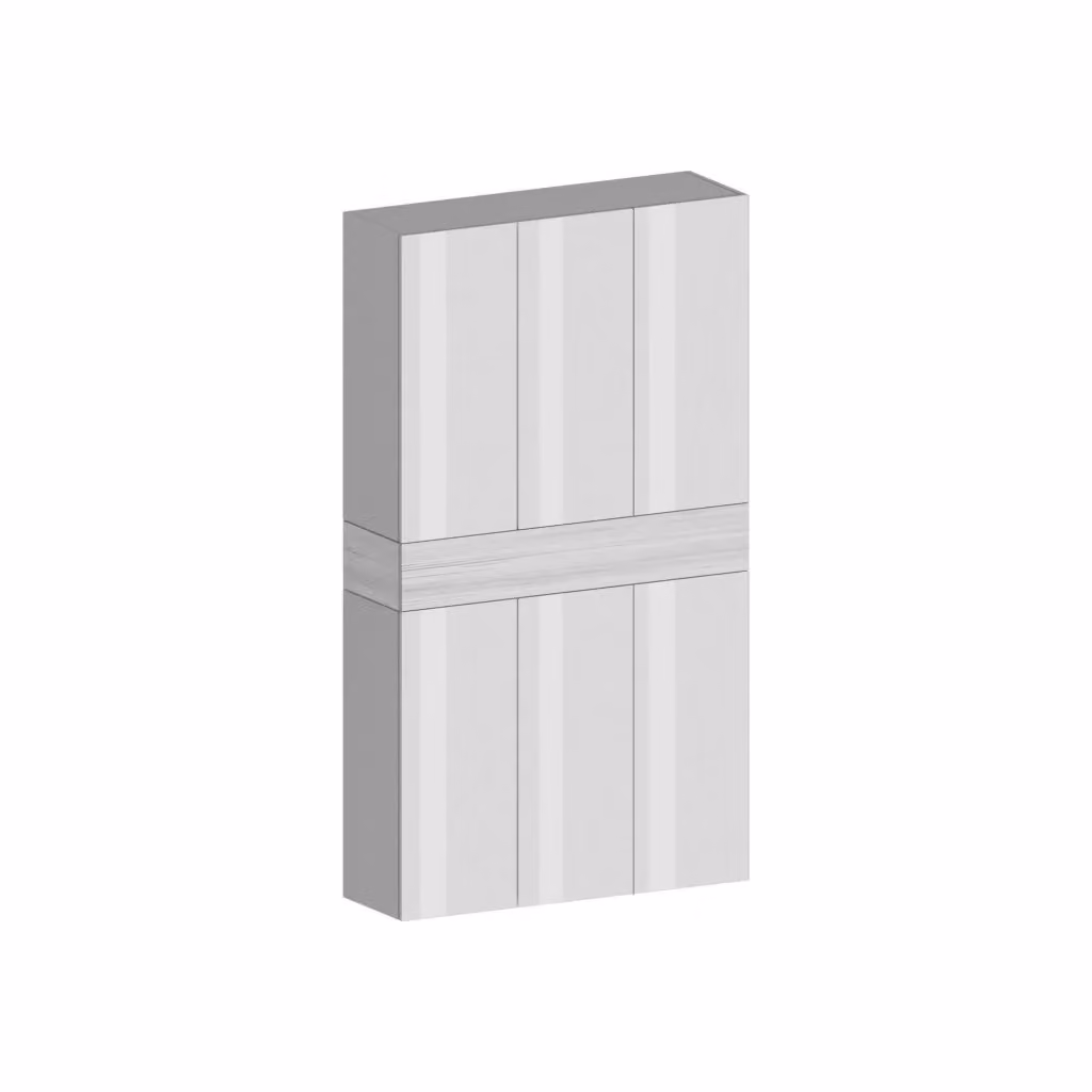 Scarpiera Charoite DMORA, armadio multifunzione da ingresso con 7 ante, Bianco effetto larice, L: 114 cm, P: 35 cm, H: 200 cm – 2