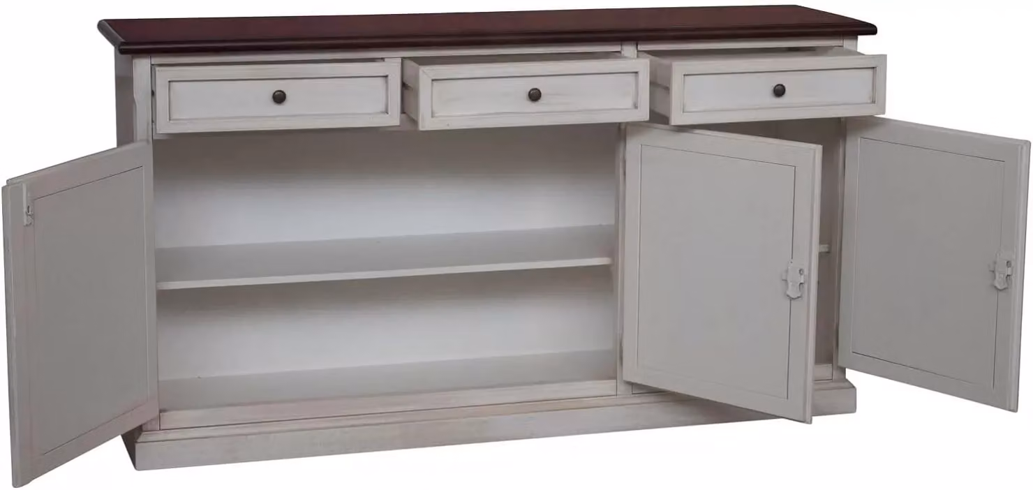 Madia credenza shabby chic bicolore in legno con 3 porte Mobili 2G L/P/H: 156 x 42 x 85 cm – 3
