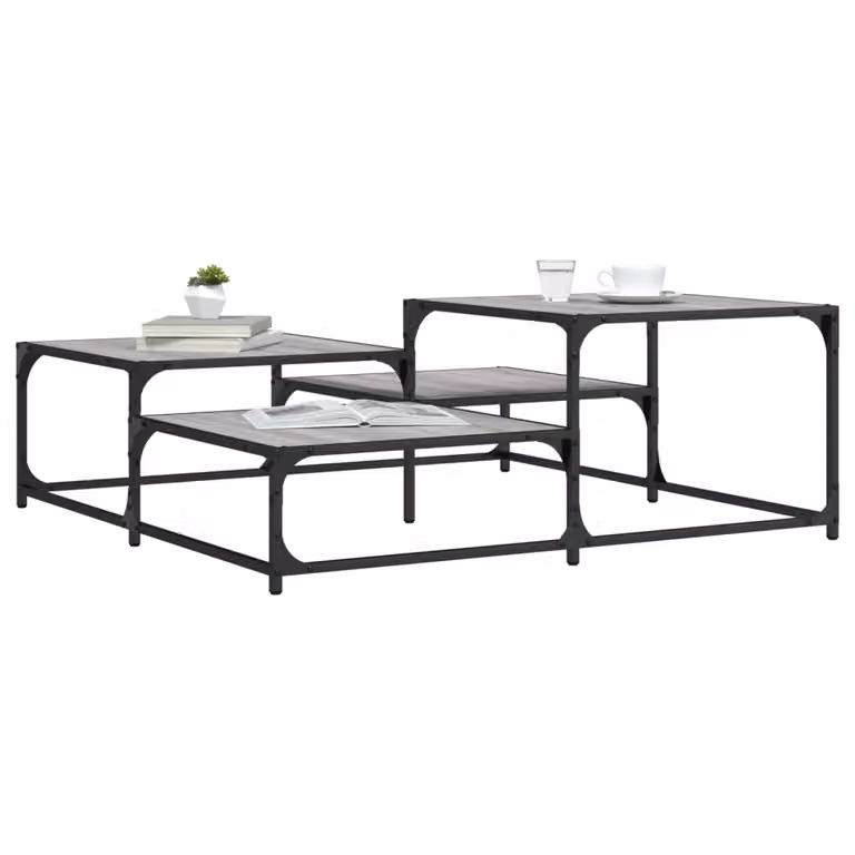 Tavolino da salotto vidaXL in stile industriale, colore grigio, forma quadrata, L/P/H: 107 x 107 x 40 cm