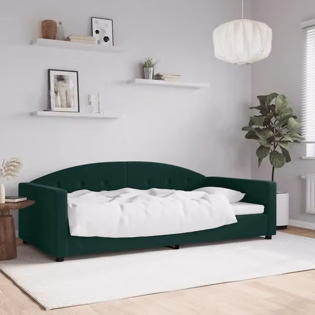 Letto moderno vidaXL in velluto verde per soggiorno o camera da letto L/P/H: 200 x 110 x 75 cm – 1