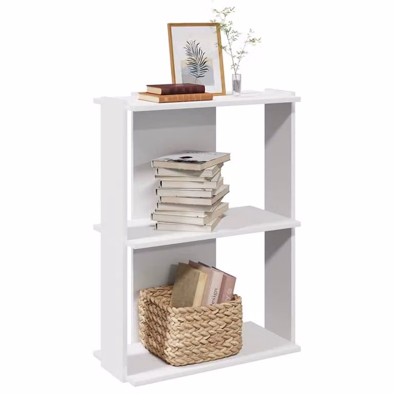 Libreria a 3 Ripiani vidaXL Bianca in Legno e MDF, Design Minimalista, L 60 cm x P 30 cm x H 80 cm