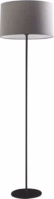 Vivien Piantana Nera - Lampada da Terra con Paralume Cilindrico Grigio, Attacco E27, Potenza 75W, Grado IP20, Altezza 48cm - Rossini