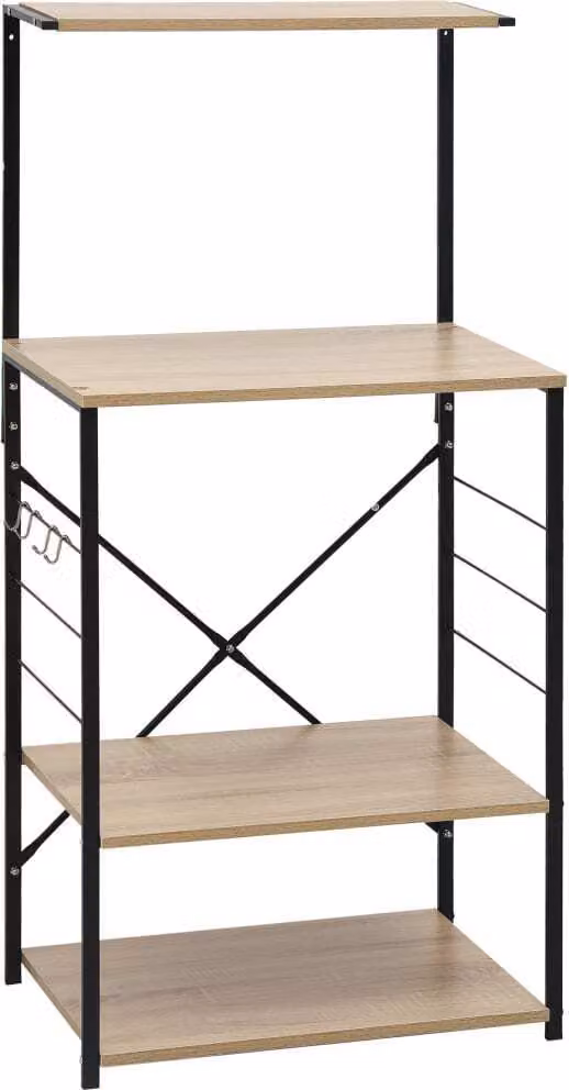 Mobile Microonde Nero e Rovere 60x39,6x123cm Legno Multistrato