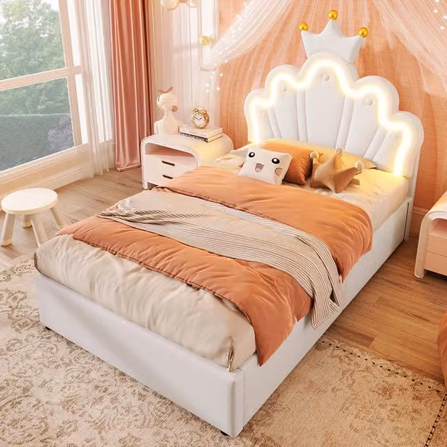 Letto principessa 90x200cm?- Xylo - corona LED bianco