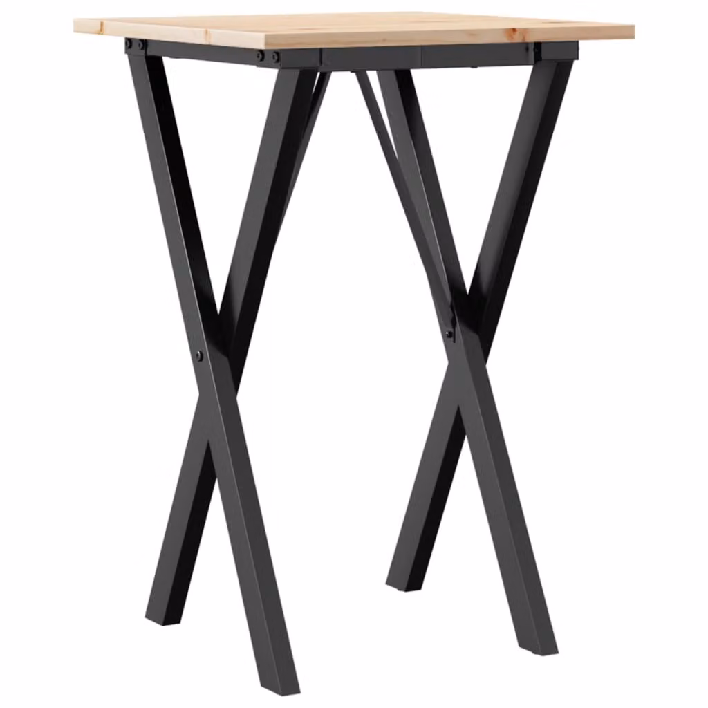 Tavolo da Pranzo Telaio a X 50x50x75 cm Legno Pino e Acciaio