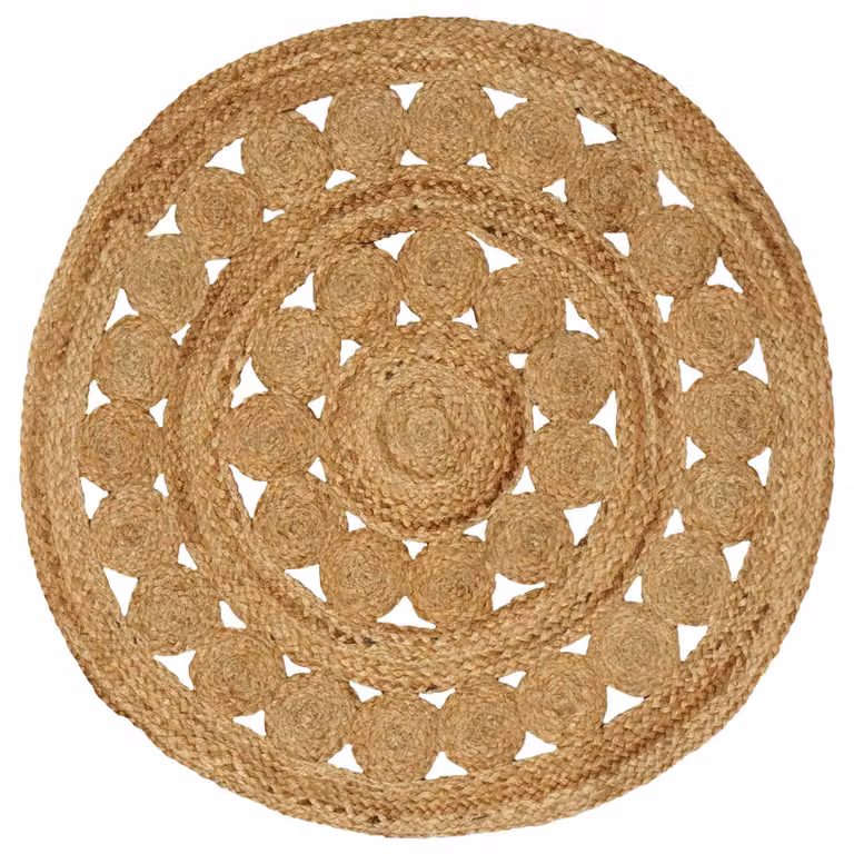 Tappeto rotondo in juta vidaXL, colore marrone e beige, Ø 90 cm