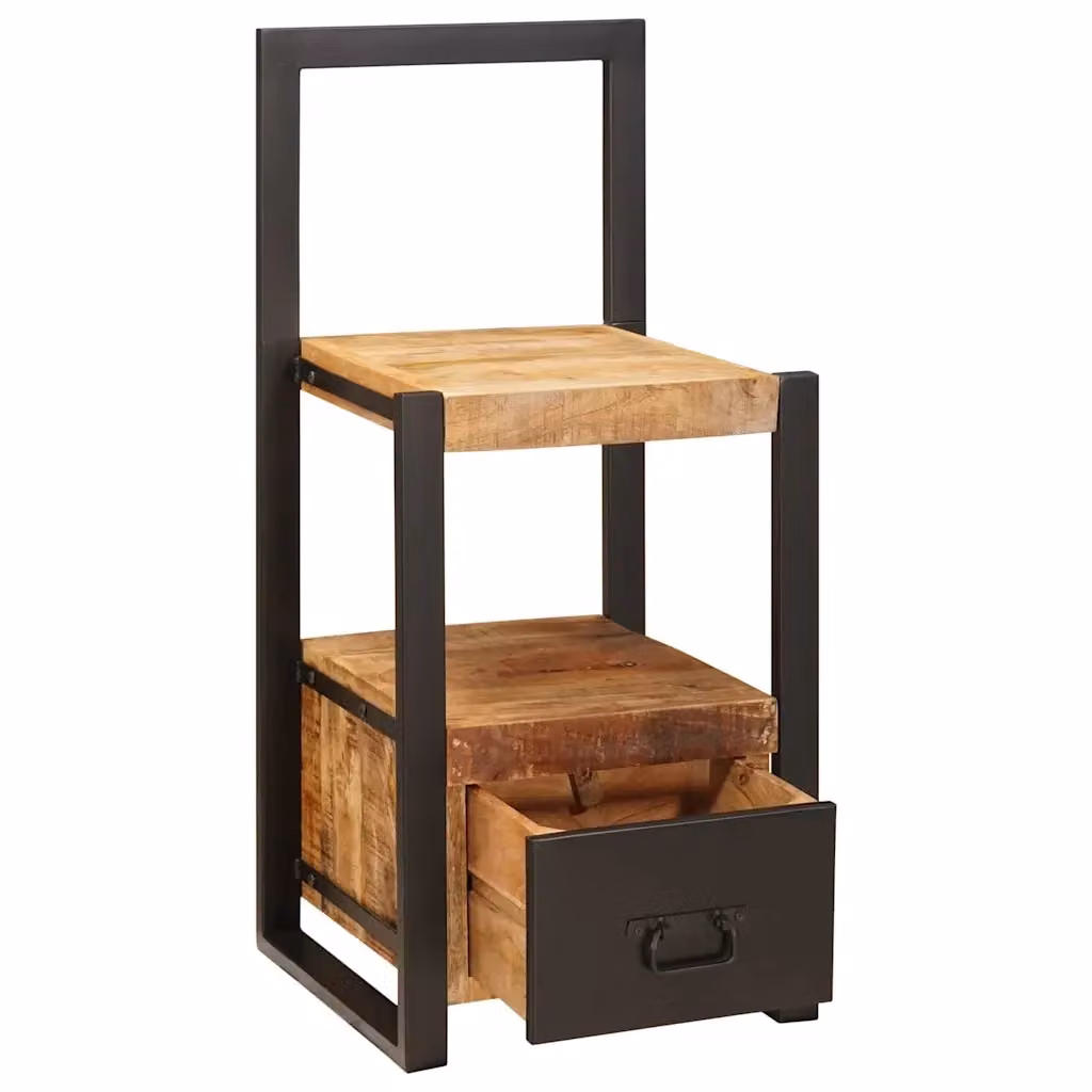Appendiabiti moderno vidaXL in legno di mango e metallo, marrone e nero, L/P/H: 40 x 40 x 90 cm – 2