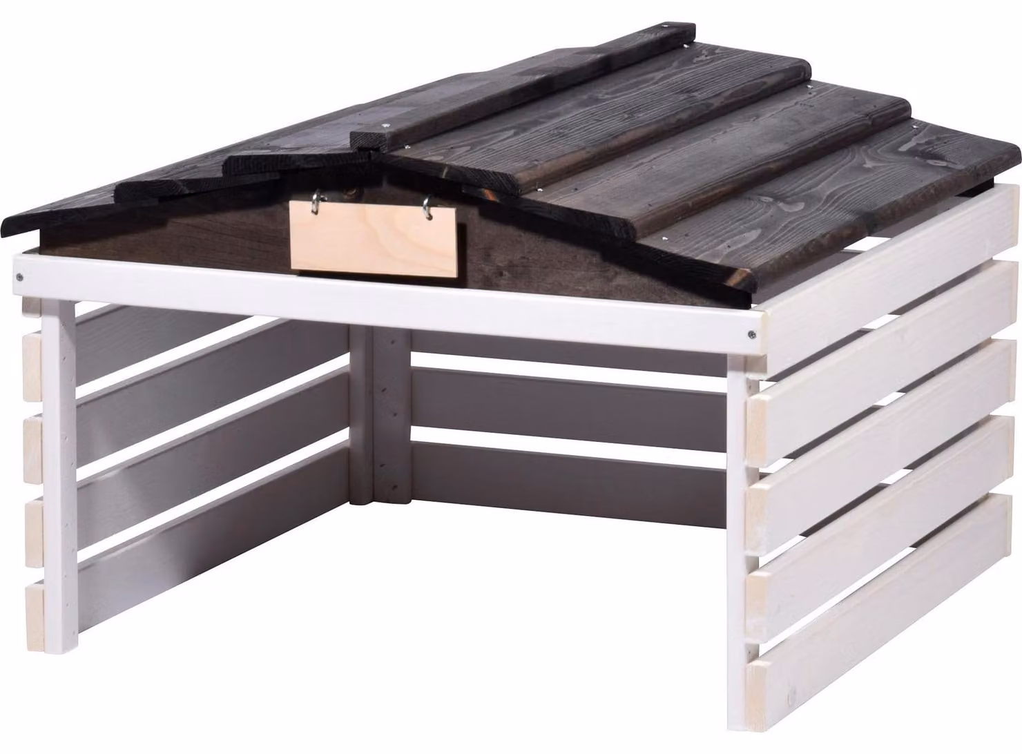 Rifugio in legno per tosaerba robot, con tetto rimovibile - 78,5 x 74 x 52,5 cm - bianco/nero