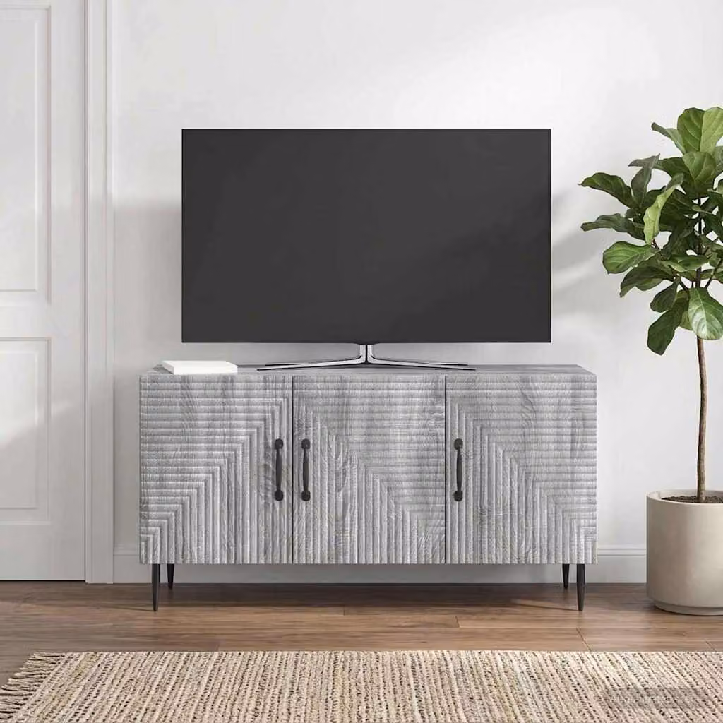 Mobile TV vidaXL Grigio Sonoma in legno e metallo L 99 cm x P 34,5 cm x H 50 cm
