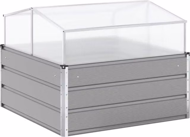 Fioriera da giardino in acciaio zincato grigio chiaro stile moderno HELLOSHOP26 L/P/H: 100 x 100 x 77 cm