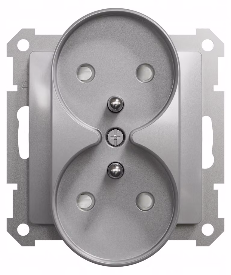 Schneider Electric Sedna Elements, presa multipla doppia, colore argento, materiale alluminio