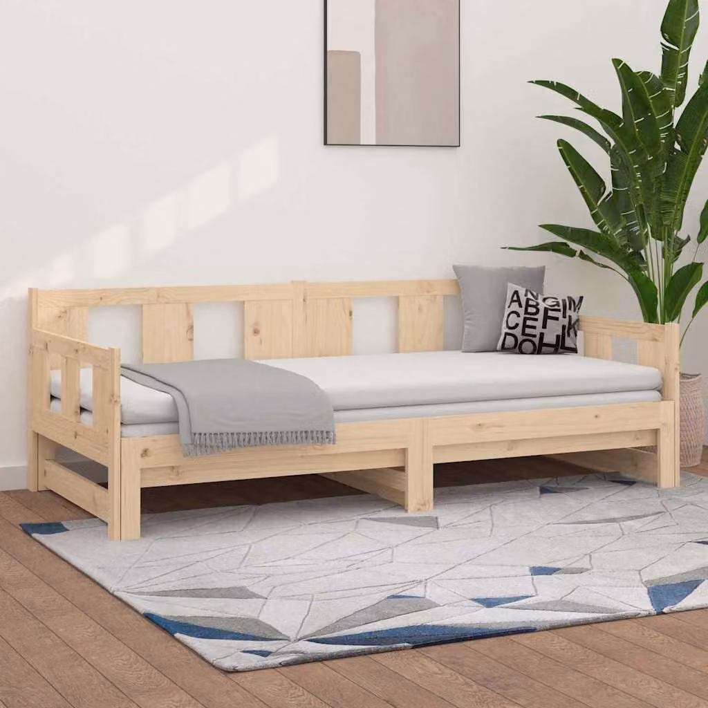 vidaXL Dormeuse Estraibile in Legno Massello di Pino Rustico, L/P/H: 190 x 90 x 76,5 cm – 1