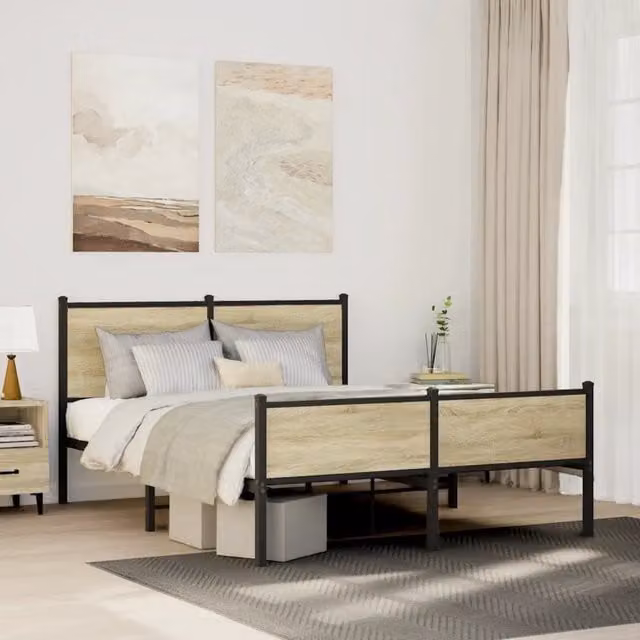 Struttura Letto Design Mania in Metallo e Rovere Sonoma Marrone L 140 cm x P 190 cm – 1