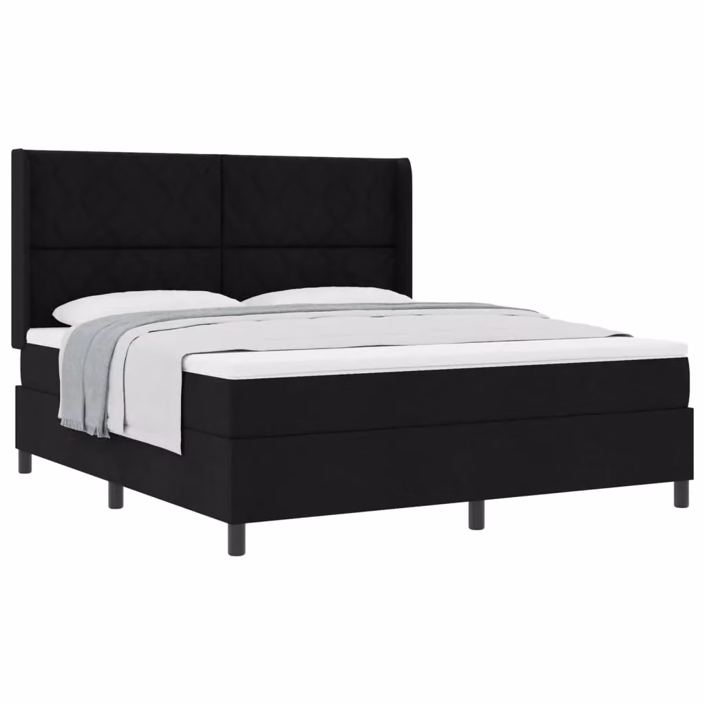 Letto a molle moderno vidaXL con testiera in tessuto nero L/P: 180 x 200 cm – 2