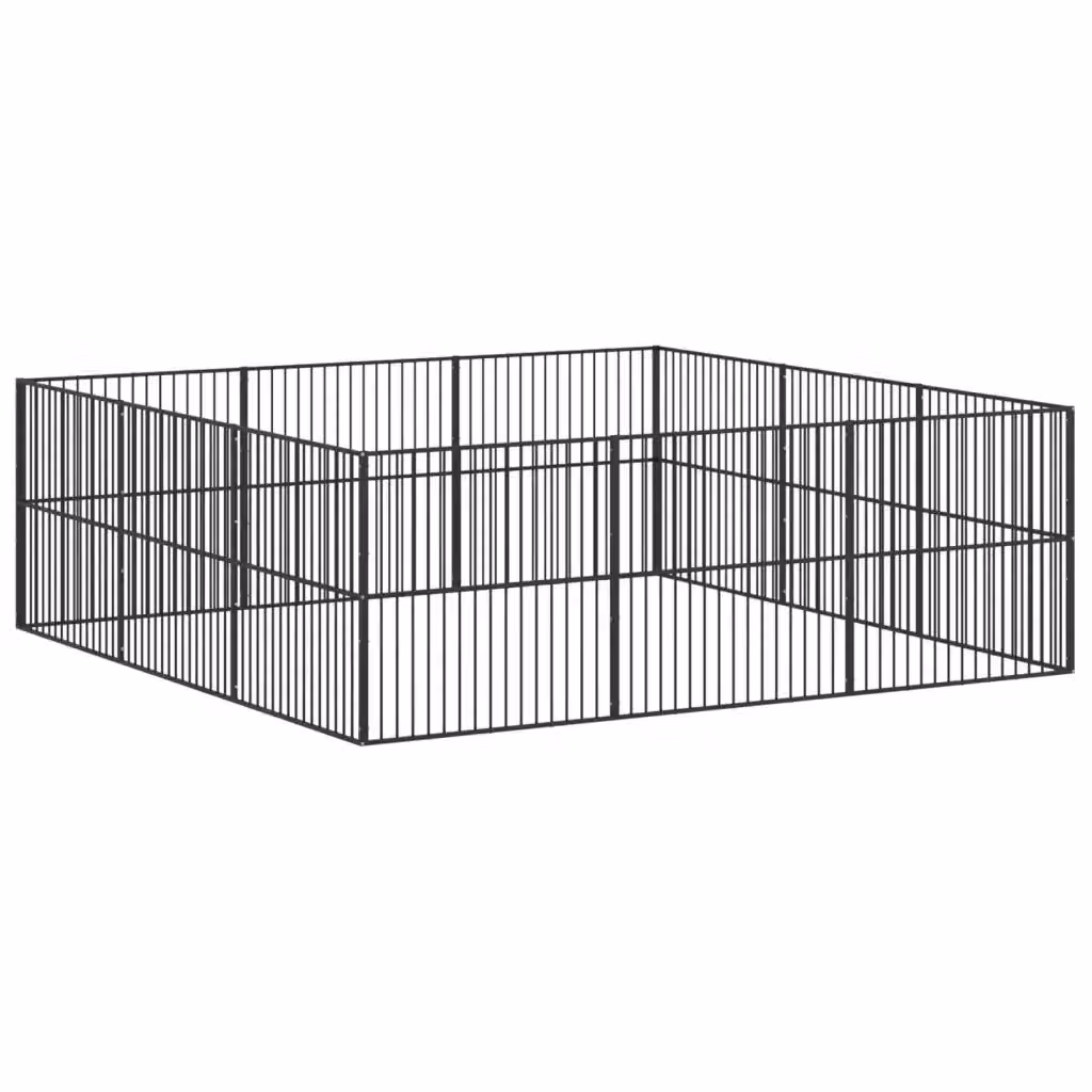Box per cani VIDAXL in acciaio zincato nero con 12 pannelli – 2