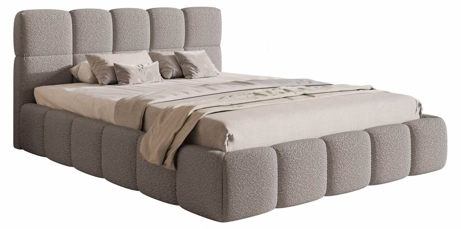 Selsey Cloudy – Letto imbottito 120x200 cm, grigio bouclé