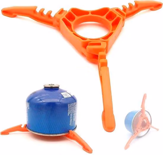Supporto pieghevole per bombole di gas - superficie stabile per campeggio e trekking (arancione)