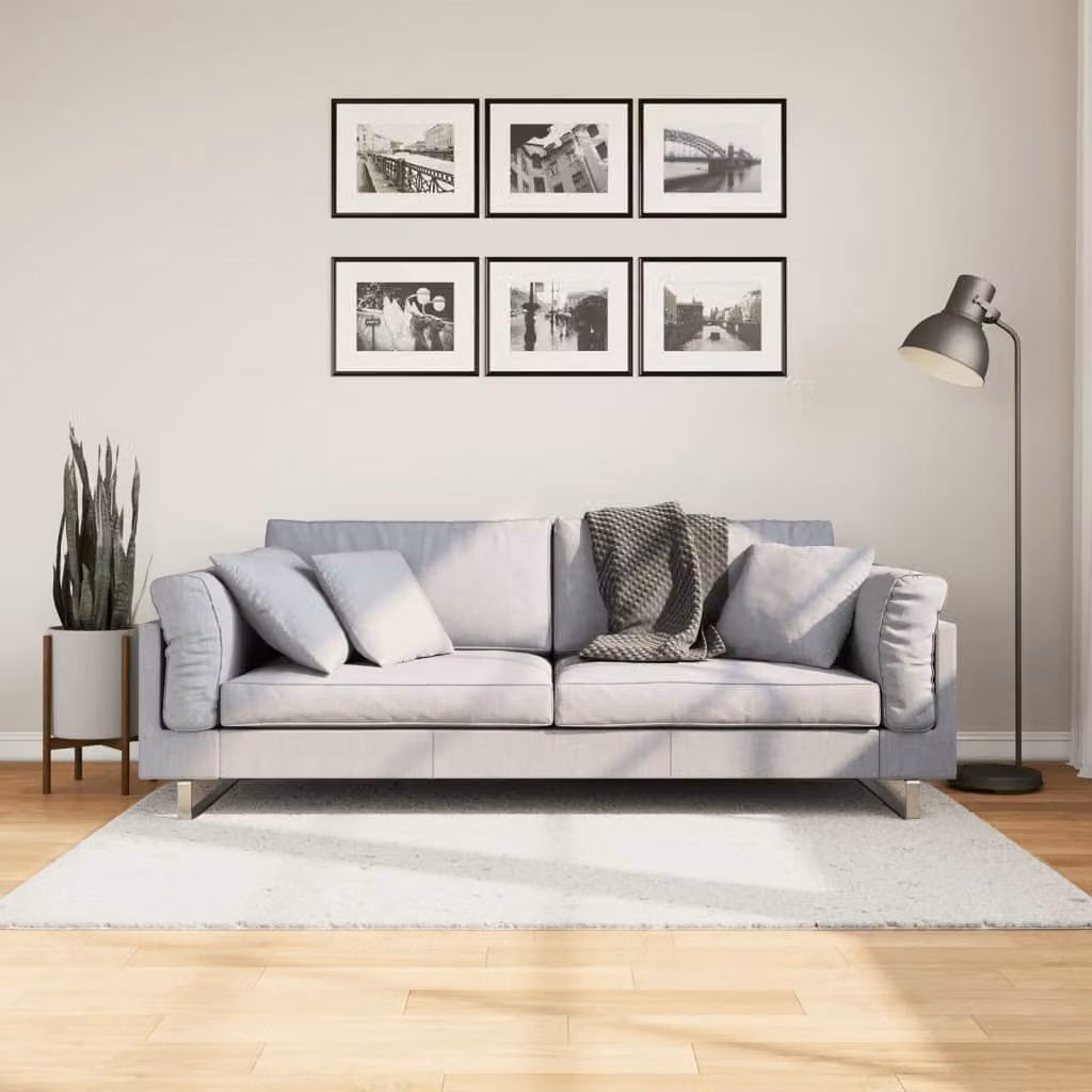 vidaXL Tappeto OVIEDO a Pelo Corto Quadrato Beige/Bianco L/P: 120 x 120 cm