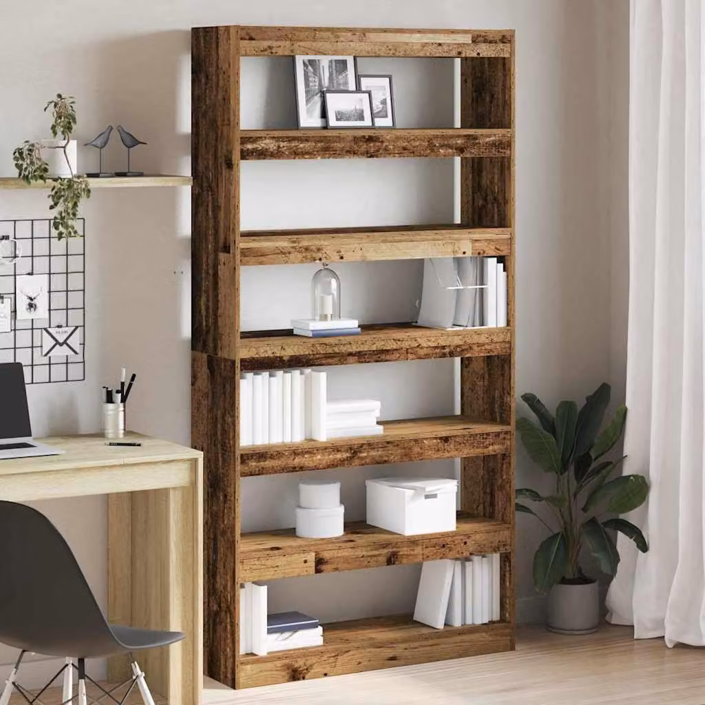Mensole a parete - Scaffale a parete - Libreria a parete - Porta libri a parete - Organizzatore da parete - 6 ripiani - Legno rustico