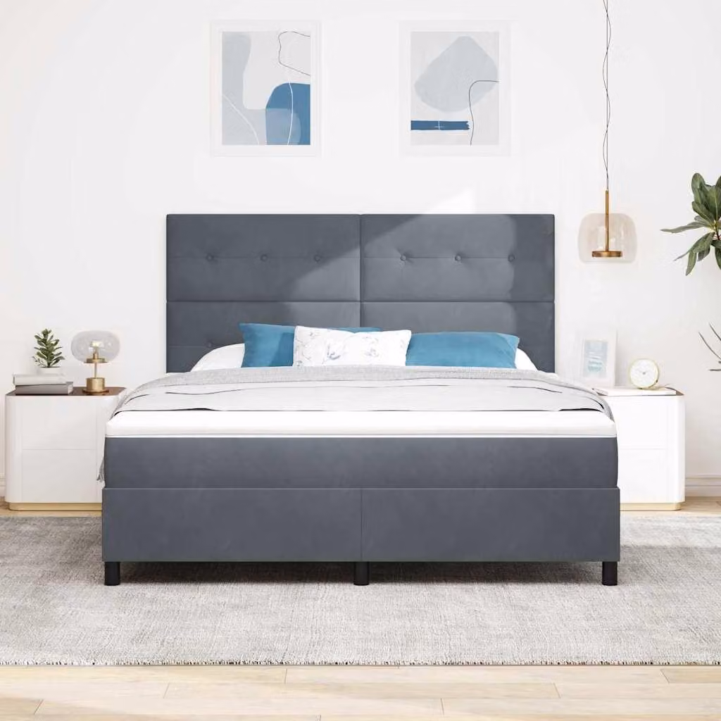 Maison Exclusive - Letto boxspring con testiera grigio scuro 180 x 200 cm in velluto