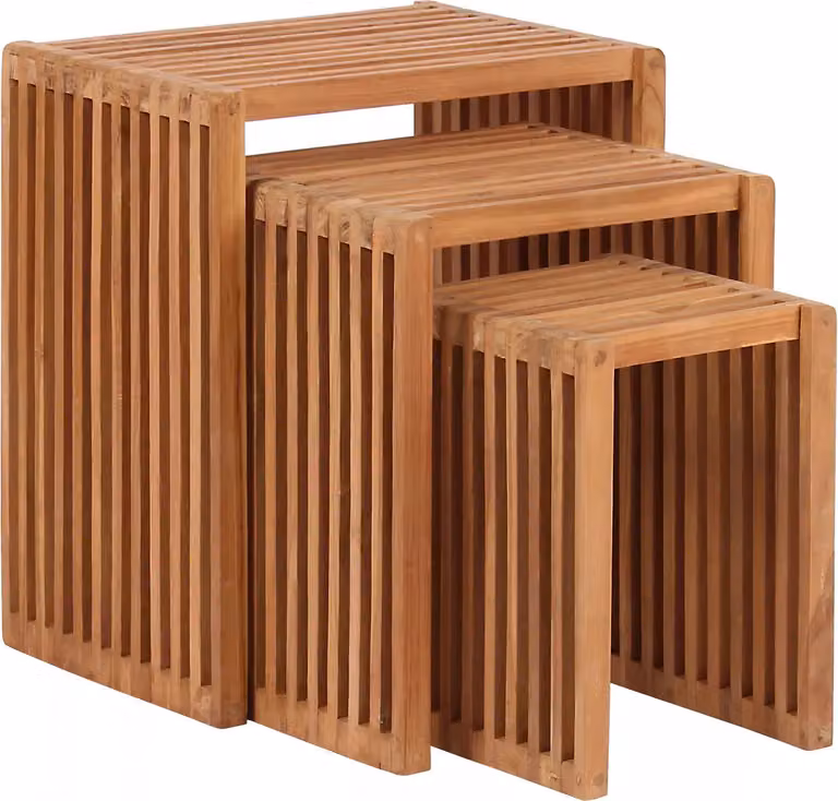Set di 3 tavolini in teak